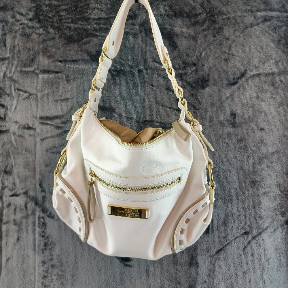 KATE LANDRY Shoulder Purse/Bag White and Gold